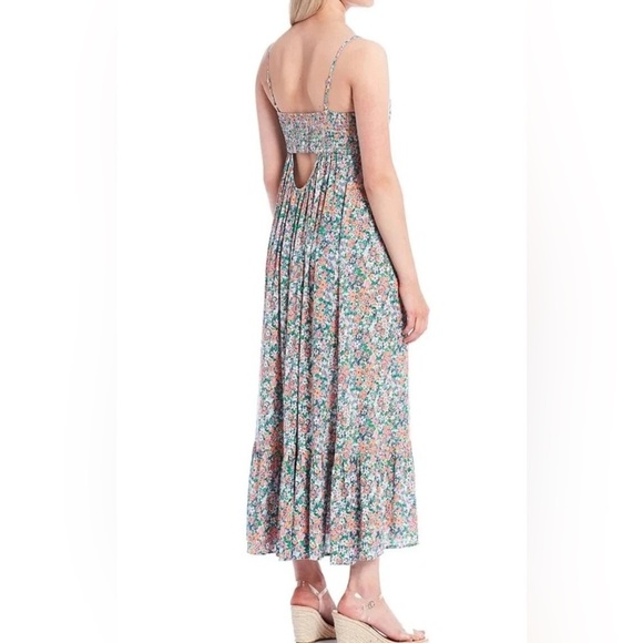 C&V Chelsea & Violet Boho Floral Midi Ruffle Dress W/Cut-Out Back - Picture 2 of 6
